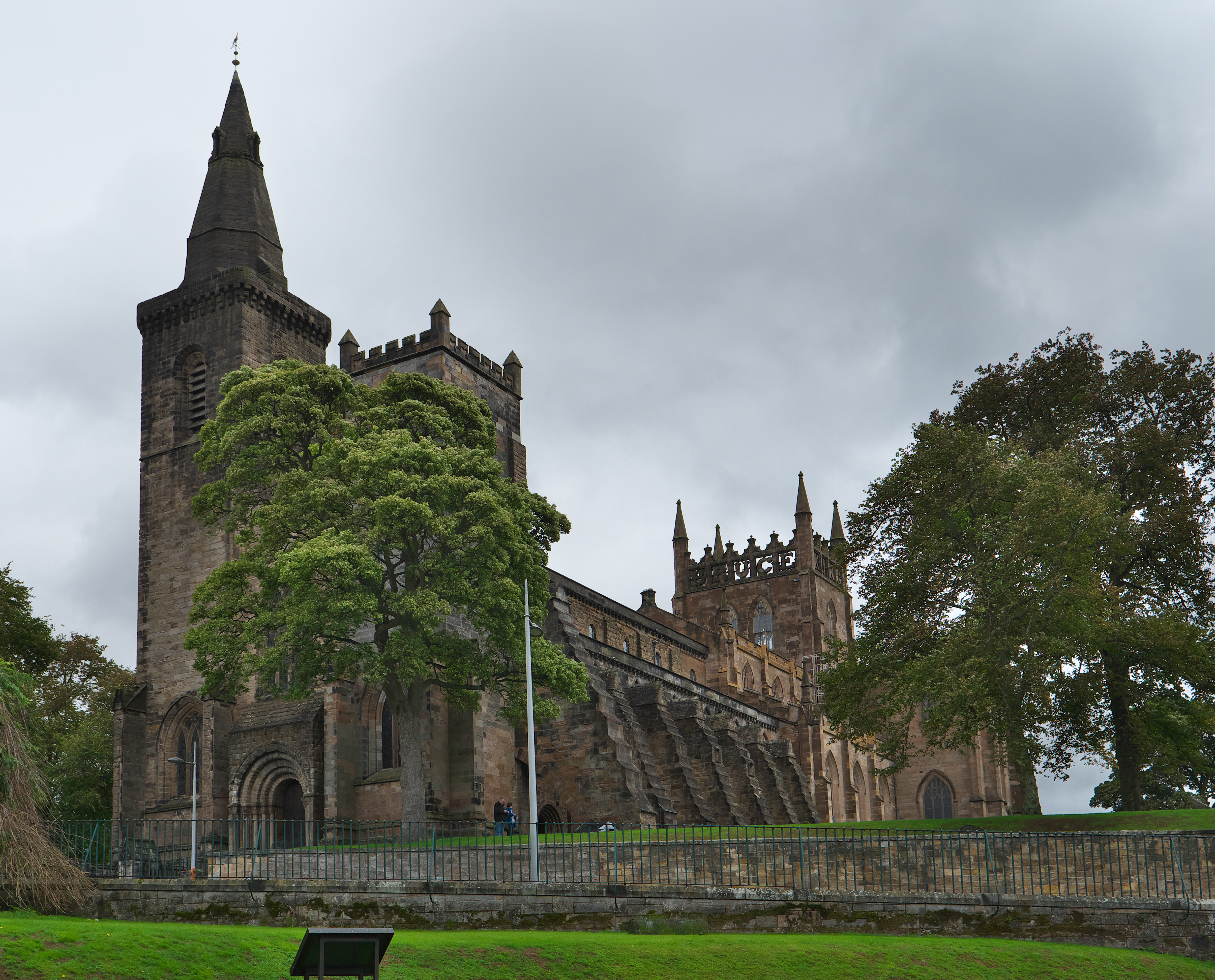 Dunfermline Abbey exterior in soft Scottish light